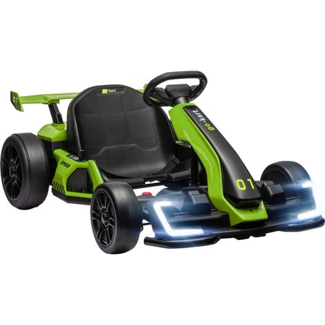 Kart eléctrico de 4 V para niños, hasta 12 km/h, con función de derrape, 2 motores, asiento ajustable, arranque suave. (1/5)