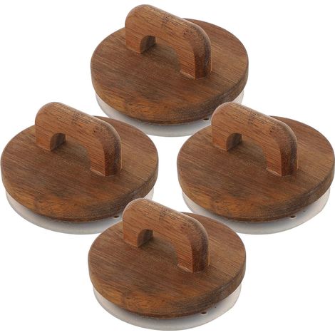 Set de 4 couvercles hermétiques en bois pour bocaux de conservation, 6, 2x6, 2x4, 5 cm, pour bocaux alimentaires en verre (1/4)