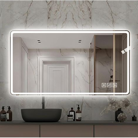 Specchio bagno LED antiappannamento dimmerabile 60x100 cm OKMYHOME (1/5)