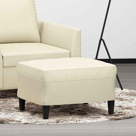 Repose-Pieds pour Salon ou Chambre - Tabouret Pouf Crème 60x50x41 cm Similicuir BV790816 - BonneVie (1/5)
