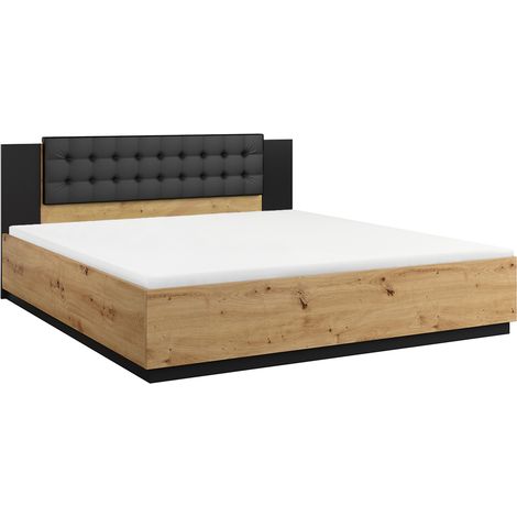 Letto matrimoniale con base Alec marrone e nero 180x200cm