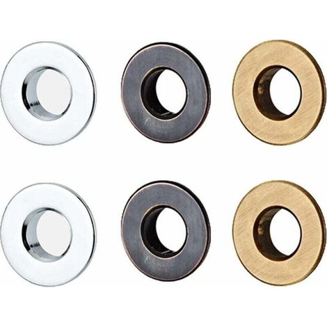 6 Pièces Anneau de Trop-Plein, Insert D'anneau en Laiton, Bagues pour Trop-plein de Lavabo Pièce de Rechange pour évier de Salle de Bain Ou Cuisine (Chrome, Patine Noire, Couleur Antique)