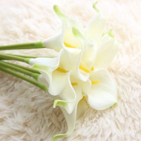 Lot de 10 arums artificiels, fleurs en latex au toucher réaliste pour la maison et la décoration de mariage. Arum artificiel de ma