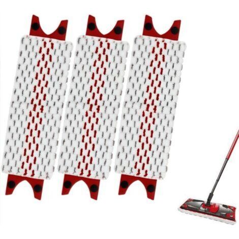 Confezione da 3 testine di ricambio per mocio Vileda con frange, compatibili con i moci in microfibra Vileda Ultramax/Easy Wring con frange (rosso 35 x 14 cm)
