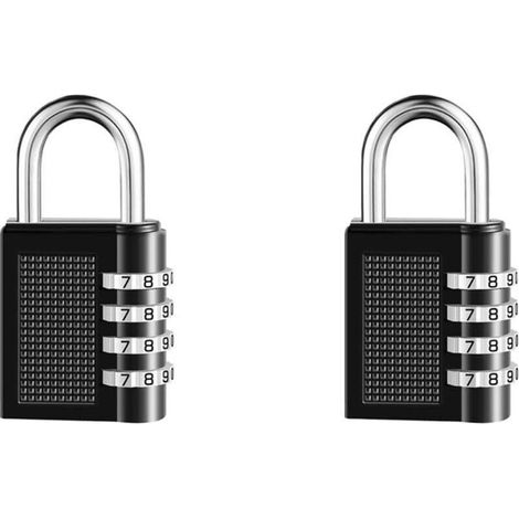 Enowelir Cadenas à Combinaison 4 Chiffres Imperméable 2 Pièces, Serrure Combinée en Acier Plaqué Noir