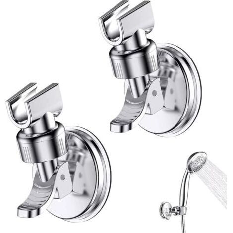 2 Pièces Support Douchette Ventouse. Support de Douche à Rotation 360 °. Support de pomme de douche réglable amovible. Convient pour la salle de bain de l'hôtel. pas besoin de percer (Argent) (1/5)