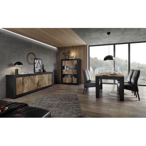 Comedor completo BASIC negro mate/pero - Vitrina: SIN