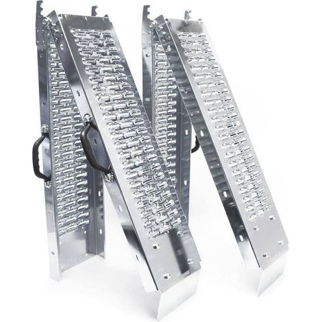 VOUNOT® 2 x Faltbare Auffahrrampe aus Verzinkter Stahl, Rutschfest Laderampen, 160 cm, Maximale Last 400kg
