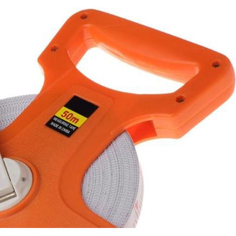 Ruban à mesurer manuel avec pointe, cadre en plastique portable, enrouleur fibre de 12,5 mm, 50 mètres (1/4)