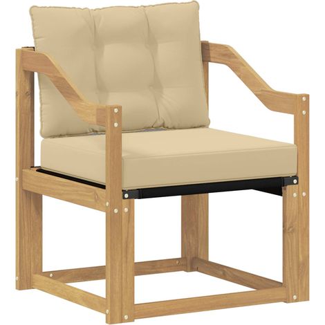 Divano da esterno Legno di Acacia Massello Bianco e beige vidaXL