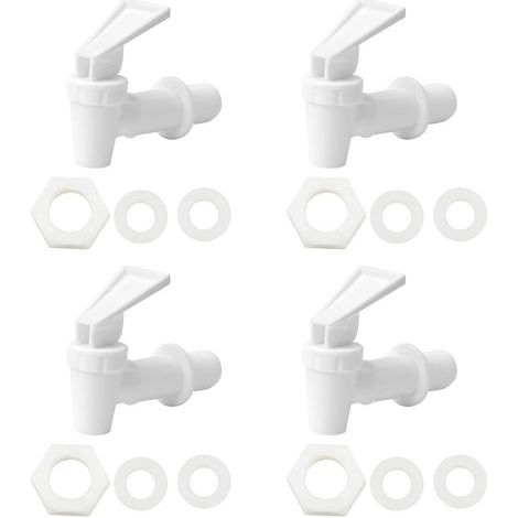 Lot de 4 distributeurs de boissons en plastique - Robinet de rechange pour distributeur d'eau - Convient pour boissons froides et chaudes, fût de bière, verre, café, jus, fontaine à boire, noir et (1/5)