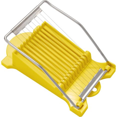 Rebanador de alimentos, multifunción, para fiambres, huevos, alambre de acero inoxidable, 10 piezas, para frutas, cebollas, alimentos blandos y jamón (amarillo)