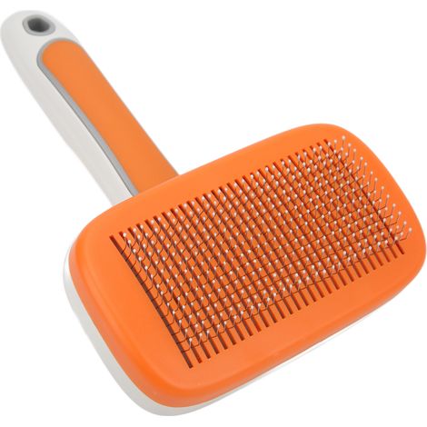 Brosse De Toilettage Pour Chien Et Chat - Pointes Arrondies En Acier Inoxydable - Nettoyage Automatique En Un Clic - Poignée Ergonomique Antidérapante - 1 Pièce (1/5)