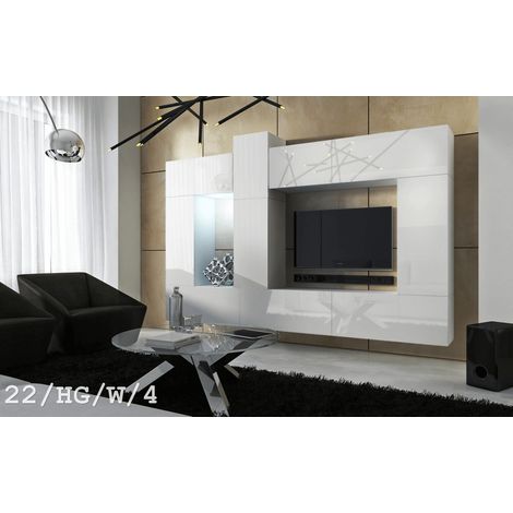 Ensemble meuble TV CONCEPT 22-HG-W-4 blanc brillant 273 cm (1/2)