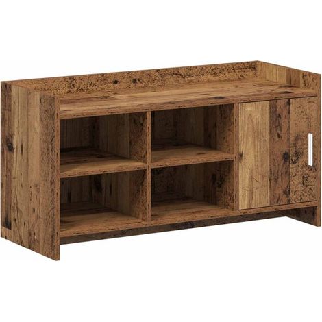 Meuble à chaussures avec portes, bois style antique, 100 x 39,5 x 51 cm (1/5)
