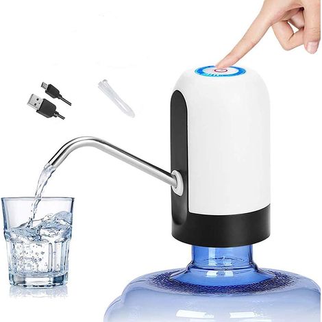 Pompe à eau pour bonbonne de 5 gallons - Pompe à eau pour bonbonnes de 5 gallons avec bouchons réutilisables à vis ou à couronne - Distributeur d'eau automatique rechargeable par USB pour la maison (1/5)