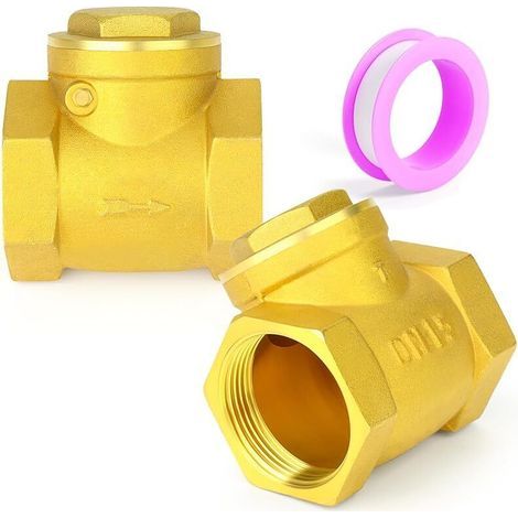 pair 2 pièces clapet anti-retour à battant en laiton, clapet anti-retour femelle 1/2\" BSP, raccord de plomberie pour empêcher le refoulement du fluide pour l'huile, l'eau, le gaz et l'air