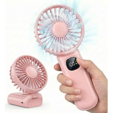 CNMTCCO Handventilator, Mini-USB-wiederaufladbarer Ventilator, 5-10 Stunden Akkulaufzeit, 5 Geschwindigkeitsstufen, kleiner, faltbarer und leiser Ventilator, ideal für Reisen, Büro, Zuhause und im Fre (1/5)