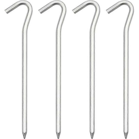 Aluminium-Zeltnägel, 4er-Set, sechseckige Heringe mit Haken, 18 cm lang, für Markisen (1/5)