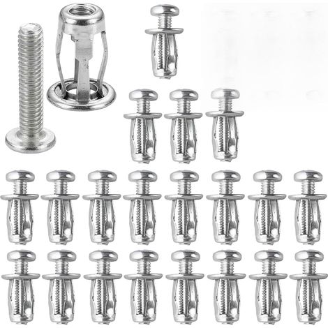 20 Stück M4x20mm Hohlwanddübel Set Mit Cheville Parpaing Creux Und Cheville Brique Creuse, Für Trockenbau Und Dünne Materialien Aus Kohlenstahl Verzinkt (1/5)