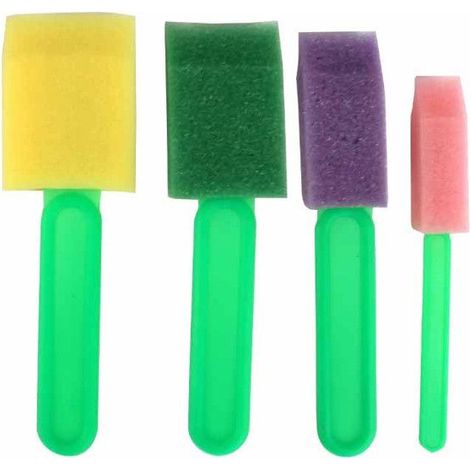 Pinceaux mousse - MEGACREA DIY - Tailles assorties - Largeurs : 1,5 à 4 cm - Lot de 4