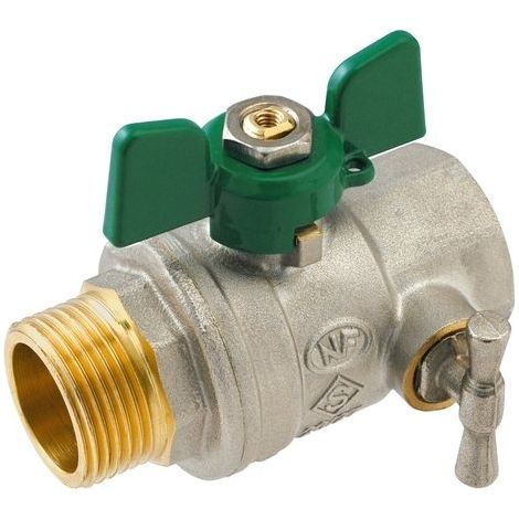 Vanne à sphère NF PN25 Passage Intégral ACS Papillon Vert M/F à purge 1/2" (15/21) SOMATHERM (1/3)