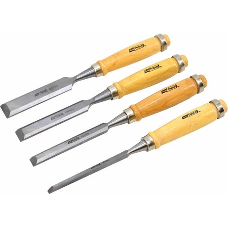 Awtools zestaw dłut z drewnianymi uchwytami 4 sztuki 6/12/18/24 mm