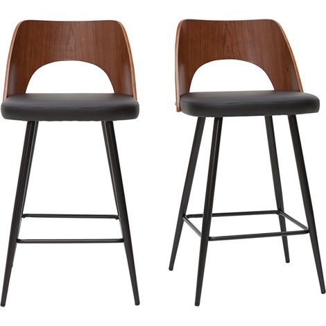 Sgabelli da bar design nero e noce H66,5 cm (set di 2) FALCOM