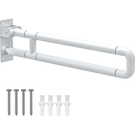 75 cm Toiletten-Haltegriff, Toilettengeländer für Behinderte, Tragkraft 300–350 kg, Badezimmer-Haltegriff aus Edelstahl mit 6 leuchtenden Kreisen für Behinderte, ältere Menschen, Schwangere (weiß, 75 