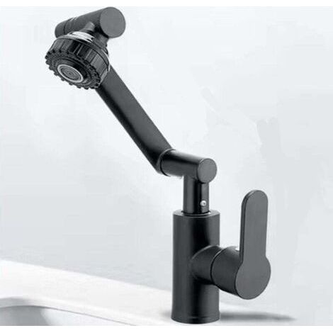 Flexible Robinet Cuisine, Robinet Mitigeur Cuisine, Robinet Cuisine Douchette, 1080° Flexible Rotation Mitigeur Cuisine, 2 Modes de Jet, Livré avec 2 Flexibles 60cm(Noir) (1/4)