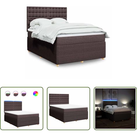 Matelas à ressorts ensachés - Sommier à lattes de lit avec matelas Marron foncé 140x190 cm (1/5)