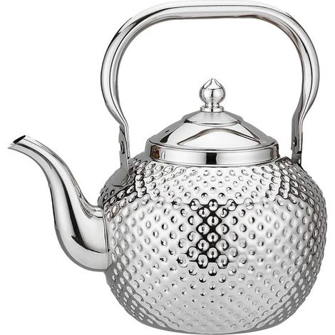 Tetera de 2000 ml con infusor - Hervidor de acero inoxidable con asa - Jarra para preparar té y agua, apta para inducción/gas (plateada) (1/5)