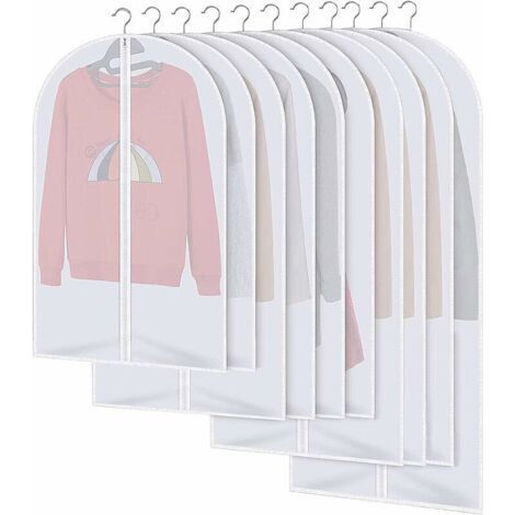 Housses de Vêtements, Anti Poussière Etanche Mite Humidité,10pcs(Blanc) (1/5)