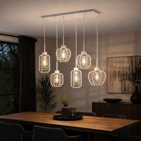 Suspension, applique, plafonnier, blanc mat, design quadrillé, moderne, H 120 cm (1/5)
