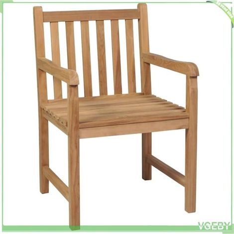 Chaise de jardin - FAFEICY - 3062730 - Bois de teck - Lot de 2 - Coussin anthracite (1/5)