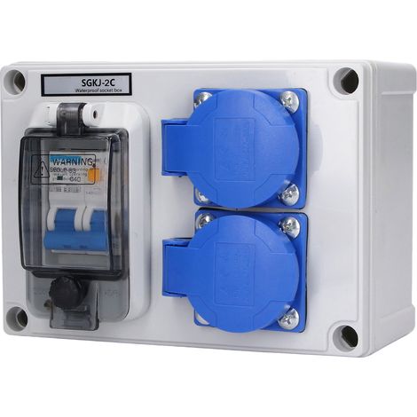 Doppelsteckdose (deutsche Ausführung) 200–250 V mit 230 V 40 A 1P+N FI-Schutzschalter (1/5)
