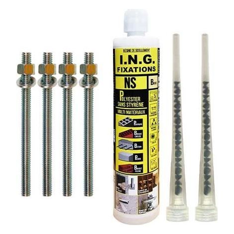 Kit di ancoraggio chimico ing-fixations A860050 resina poliestere 300ml