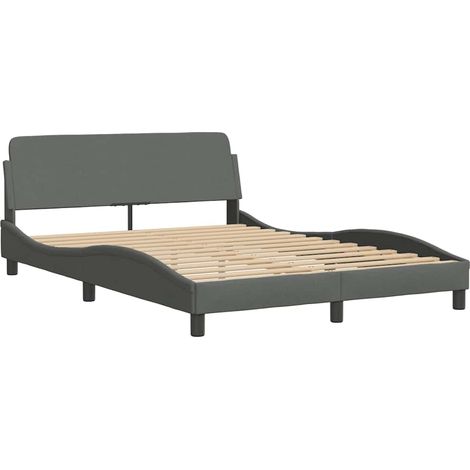 Estructura de cama Dover tela gris oscuro 140x190 cm vidaXL (1/4)