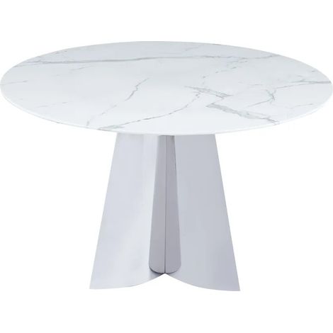 Table à manger CAPUCINE Chrome Marbre blanc (1/2)