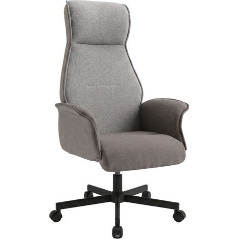 Axia – Bürostuhl 49 x 125 x 70 cm, komfortabler Chefsessel mit Drehrollen, Bezug aus PU und grauem Stoff (1/5)