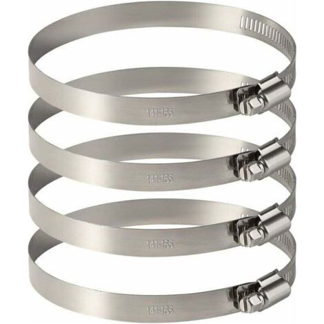 Hose Clamps Pipe Fixing 4pcs Stainless, 141-165mm Plumbers, DIYers (1/4)