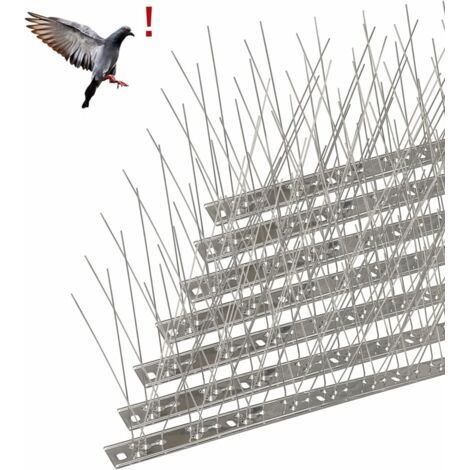 Pic Anti-Pigeon en Acier Inoxydable 6.6 Mètres, Pack de 20 Pique Anti-Oiseaux pour Effrayer Corbeaux, Moineaux, Chats, Respectueux des Animaux (1/5)