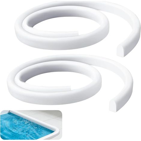 Seuil de Douche Pliable en Silicone (Blanc), Barrage d'Eau Autocollant et Flexible, Barrière de Douche Anti-Débordement Souple pour Salle de Bain, Cuisine et Évier (1/5)