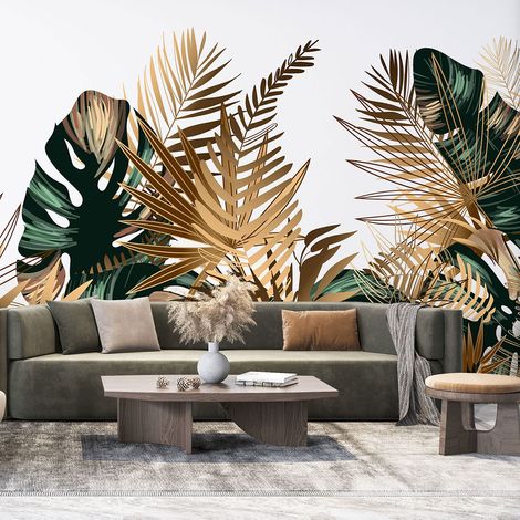 Papier peint panoramique - Feuilles tropicales - 195 cm x 78 cm (1/4)