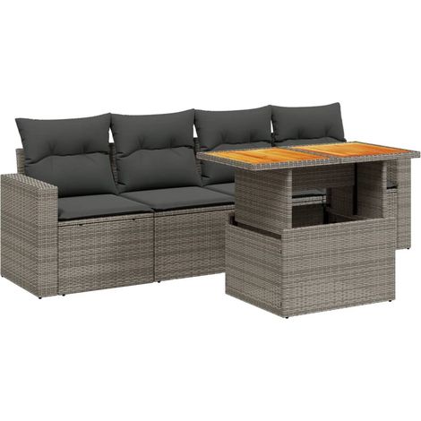 Maison Exclusive - 5-tlg. Garten-Sofagarnitur mit Kissen Grau Pol