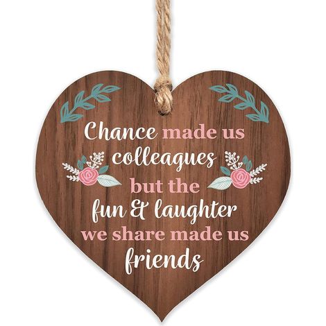 1 plaque en bois Divers accessoire de portail, cœur suspendu, 10 cm x 10 cm, bois de noyer, pour pot de départ ou cadeau collègue (1/5)