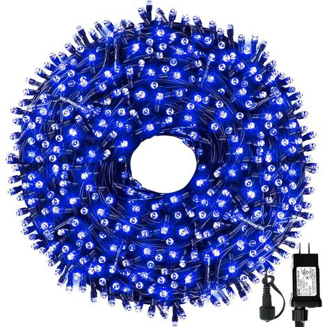 Guirlande lumineuse de Noël bleue 100 LED pour intérieur et extérieur, guirlande lumineuse pour sapin de Noël, décoration de fête, 8 motifs (1/5)