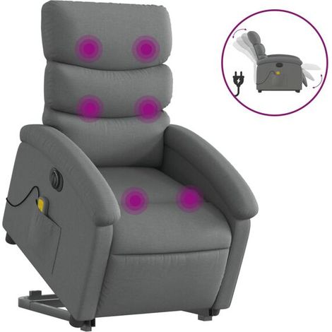 Fauteuil inclinable de massage électrique en tissu gris foncé (1/5)