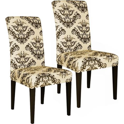 Housse de chaise de salle à manger extensible et lavable, motif floral imprimé (1/5)