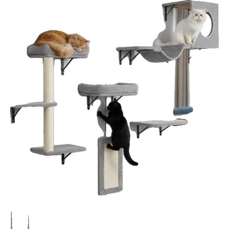 Étagères pour chats, design mural, adapté à toutes les races de chats, BLANC (1/2)